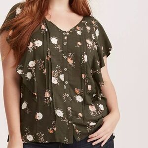 Torrid Green Dolman Sleeve Blouse